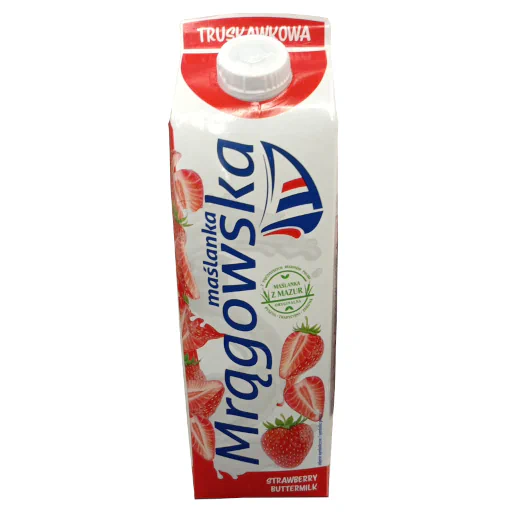 Zdjęcie produktu: Maślanka Mrągowska truskawkowa 1L - MLEKPOL