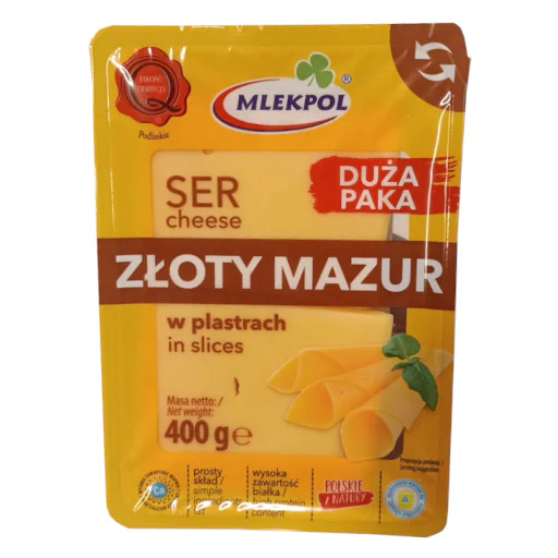 Zdjęcie produktu: Mlekpol Ser Złoty Mazur w plastrach 400 g
