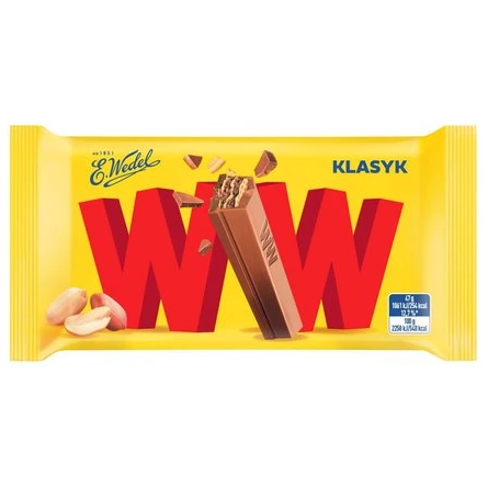 Zdjęcie produktu: E. Wedel WW Cztery wafelki przekładane kremem orzechowym arachidowym w mlecznej czekoladzie 47 g