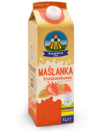 Zdjęcie produktu: 	Maślanka truskawkowa 1L - ŁOWICZ