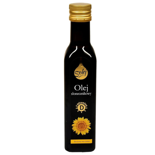 Zdjęcie produktu: Olej słonecznikowy z witaminą D, tłoczony na zimno SOlej 250 ml