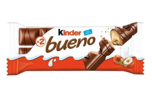 Zdjęcie produktu: Kinder Bueno Wafel w mlecznej czekoladzie wypełniony mleczno-orzechowym nadzieniem 43 g (2 sztuki)